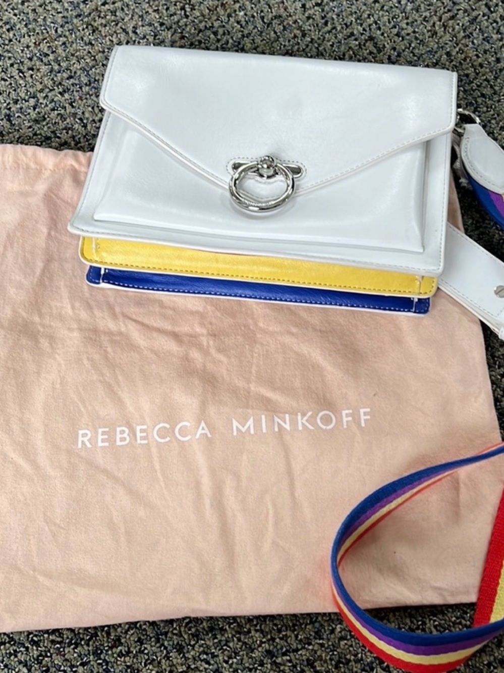Rebecca Minkoff White Leather Colorblock Envelope Crossbody